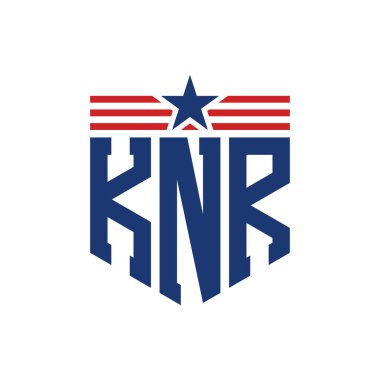 Star ve American Flag Straps 'li Vatansever KNR logosu. USA Flag ile KNR Logosu