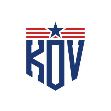 Yıldız ve Amerikan Bayrak Kayışlı Vatansever KOV logosu. ABD Bayrağı ile KOV Logosu