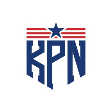 Star ve American Flag Straps 'li Vatansever KPN logosu. USA Flag ile KPN Logosu Mektubu