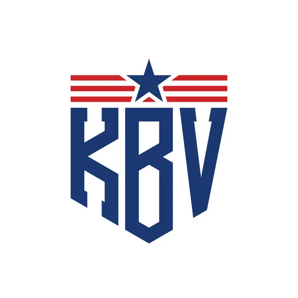 stock vector Patriotic KBV Logo with Star and American Flag Straps. Letter KBV Logo with USA Flag