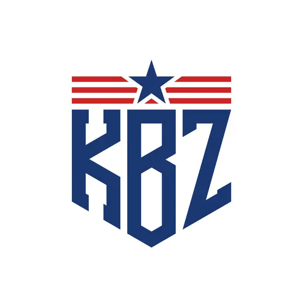 stock vector Patriotic KBZ Logo with Star and American Flag Straps. Letter KBZ Logo with USA Flag