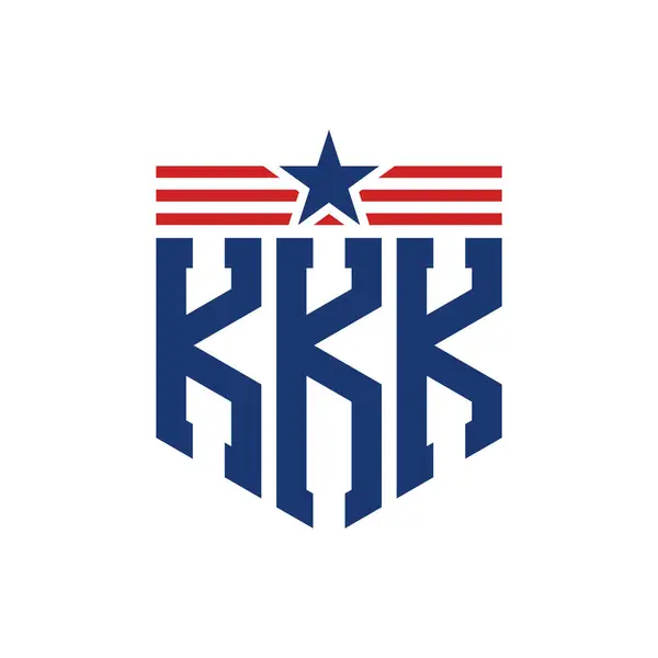 stock vector Patriotic KKK Logo with Star and American Flag Straps. Letter KKK Logo with USA Flag