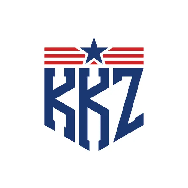 stock vector Patriotic KKZ Logo with Star and American Flag Straps. Letter KKZ Logo with USA Flag