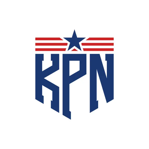 stock vector Patriotic KPN Logo with Star and American Flag Straps. Letter KPN Logo with USA Flag