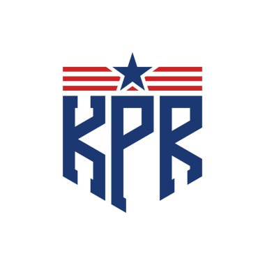 Star ve American Flag Straps 'li Vatansever KPR logosu. USA Flag ile KPR Logosu