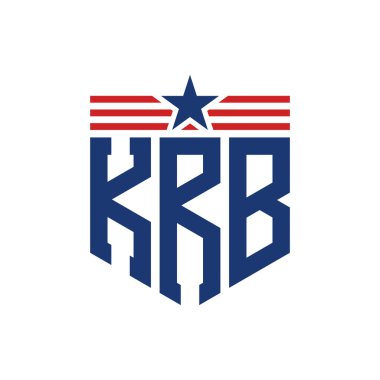 Star ve American Flag Straps 'li Vatansever KRB logosu. USA Flag ile KRB Logosu