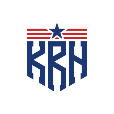 Star ve American Flag Straps 'li Vatansever KRH logosu. USA Flag ile KRH Logosu