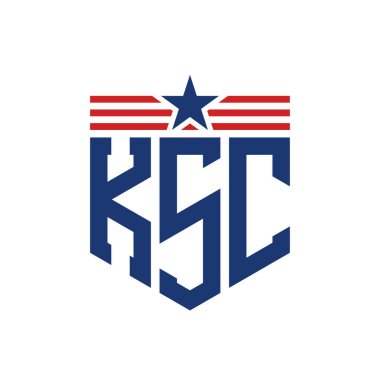 Star ve American Flag Straps 'li Vatansever KSC logosu. ABD Bayrağı ile KSC Logosu