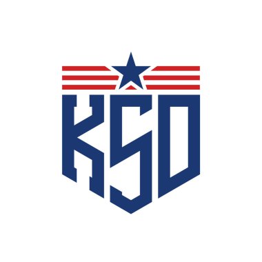 Star ve American Flag Straps 'li Vatansever KSD logosu. ABD Bayrağı ile KSD Logosu