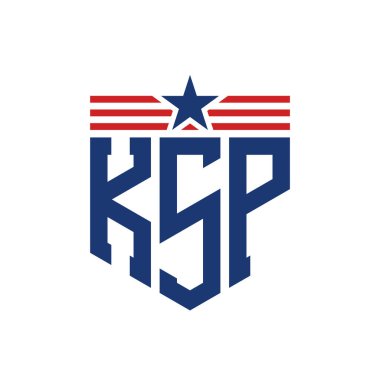 Yıldız ve Amerikan Bayrak Kayışlı Vatansever KSP logosu. ABD Bayrağı ile KSP Logosu