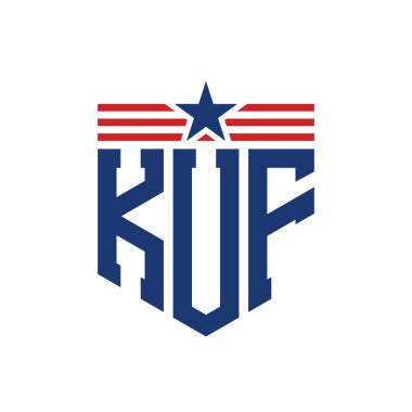 Yıldız ve Amerikan Bayrak Kayışlı Yurtsever KUF logosu. USA Flag ile KUF Logosu