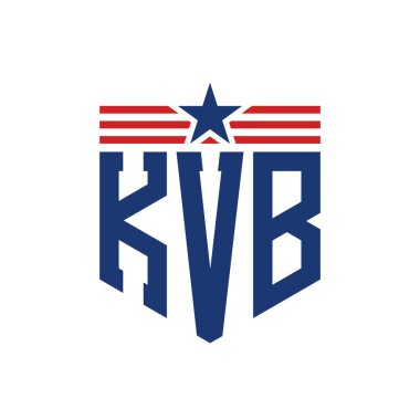 Star ve American Flag Straps 'li Vatansever KVB logosu. USA Flag ile KVB Logosu