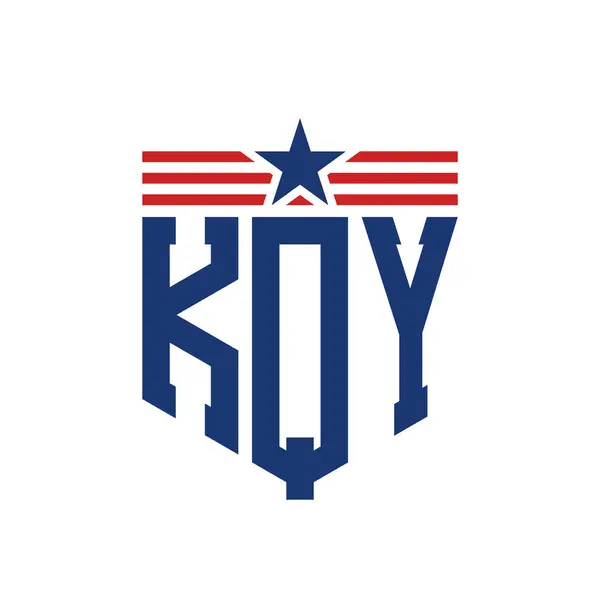 stock vector Patriotic KQY Logo with Star and American Flag Straps. Letter KQY Logo with USA Flag