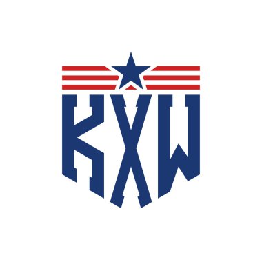 Yıldız ve Amerikan Bayrak Kayışlı Vatansever KXW logosu. USA Flag ile KXW Logosu