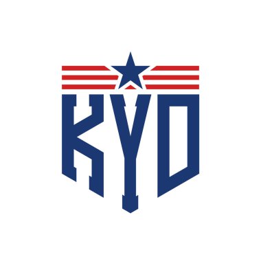 Star ve American Flag Straps 'li Vatansever KYD logosu. ABD Bayrağı ile KYD Logosu