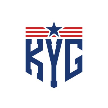 Yıldız ve Amerikan Bayrak Kayışlı Vatansever KYG logosu. ABD Bayrağı ile KYG logosu