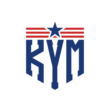 Star ve American Flag Straps 'li Vatansever KYM logosu. USA Flag ile KYM Logosu