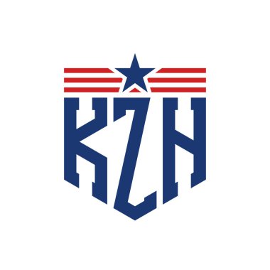 Yıldız ve Amerikan Bayrak Kayışlı Vatansever KZH logosu. USA Flag ile KZH logosu