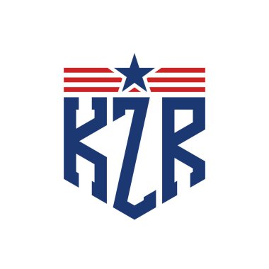 Yıldız ve Amerikan Bayrak Kayışlı Yurtsever KZR logosu. USA Flag ile KZR Logosu