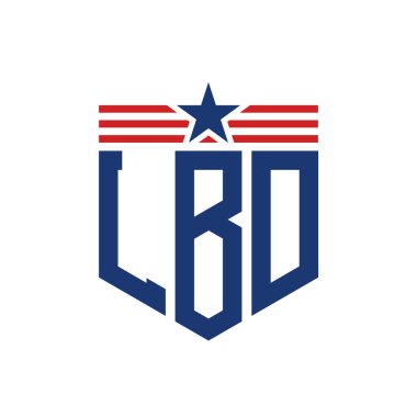 Yıldız ve Amerikan Bayrak Kayışlı Vatansever LBD logosu. ABD Bayrağı ile LBD Logosu