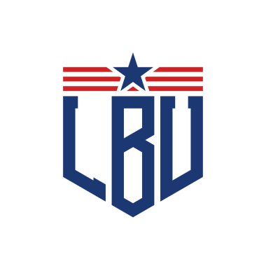 Yıldız ve Amerikan Bayrak Kayışlı Vatansever LBU logosu. ABD Bayrağı ile LBU Logosu