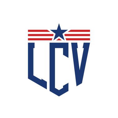 Yıldız ve Amerikan Bayrak Kayışlı Vatansever LCV logosu. ABD Bayrağı ile LCV Logosu