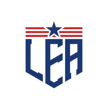 Yıldız ve Amerikan Bayrak Kayışlı Vatansever LEA logosu. ABD Bayrağıyla LEA Logosu