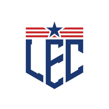 Yıldız ve Amerikan Bayrak Kayışlı Vatansever LEC logosu. ABD Bayrağı ile LEC Logosu