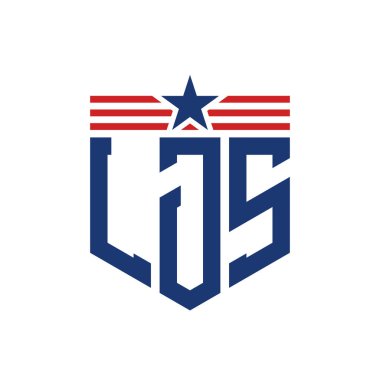 Yıldız ve Amerikan Bayrak Kayışlı Vatansever LJS logosu. USA Flag ile LJS Logosu