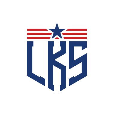 Yıldız ve Amerikan Bayrak Kayışlı Vatansever LKS logosu. ABD Bayrağı ile LKS Logosu