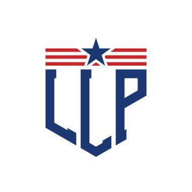 Yıldız ve Amerikan Bayrak Kayışlı Vatansever LLP logosu. USA Flag ile LLP Logosu