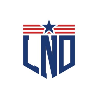 Yıldız ve Amerikan Bayrak Kayışlı Vatansever LND logosu. USA Flag ile LND Logosu