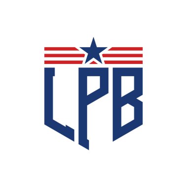 Yıldız ve Amerikan Bayrak Kayışlı Vatansever LPB logosu. ABD Bayrağı ile LPB Logosu