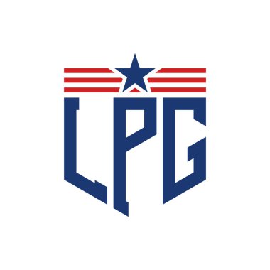 Yıldız ve Amerikan Bayrak Kayışlı Vatansever LPG logosu. ABD Bayrağı ile LPG Logosu