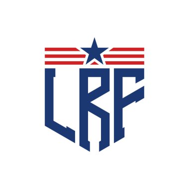 Yıldız ve Amerikan Bayrak Kayışlı Vatansever LRF logosu. ABD Bayrağı ile LRF Logosu