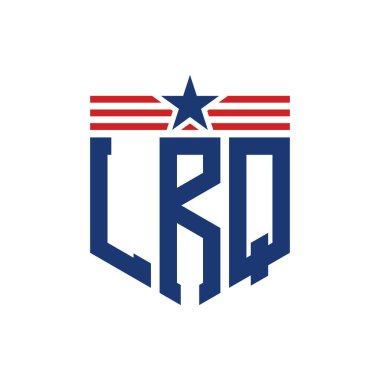 Yıldız ve Amerikan Bayrak Kayışlı Vatansever LRQ logosu. USA Flag ile LRQ Logosu