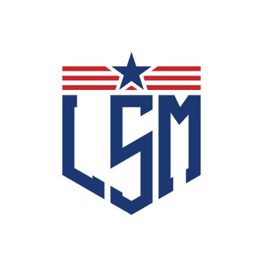 Yıldız ve Amerikan Bayrak Kayışlı Vatansever LSM logosu. ABD Bayrağı ile LSM Logosu