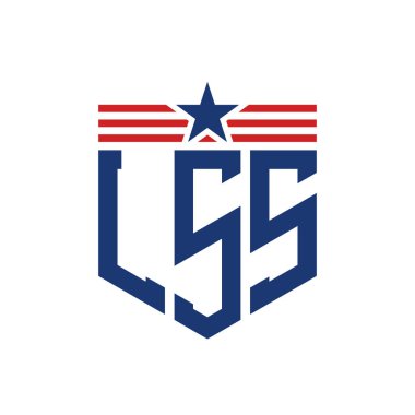 Yıldız ve Amerikan Bayrak Kayışlı Vatansever LSS logosu. ABD Bayrağı ile LSS Logosu