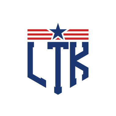 Yıldız ve Amerikan Bayrak Kayışlı Vatansever LTK logosu. ABD Bayrağı ile LTK Logosu