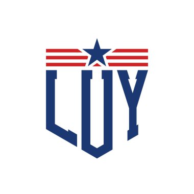 Yıldız ve Amerikan Bayrak Kayışlı Vatansever LUY logosu. USA Flag ile LUY Logosu