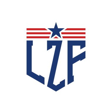 Yıldız ve Amerikan Bayrak Kayışlı Vatansever LZF logosu. ABD Bayrağı ile LZF Logosu