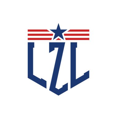 Yıldız ve Amerikan Bayrak Kayışlı Vatansever LZL logosu. USA Flag ile LZL Logosu