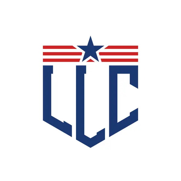Yıldız ve Amerikan Bayrak Kayışlı Vatansever LLC logosu. ABD Bayrağı ile LLC Logosu