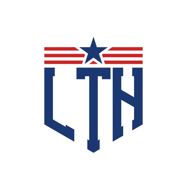 stock vector Patriotic LTH Logo with Star and American Flag Straps. Letter LTH Logo with USA Flag