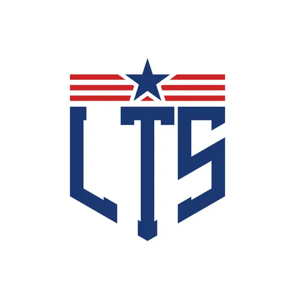 stock vector Patriotic LTS Logo with Star and American Flag Straps. Letter LTS Logo with USA Flag