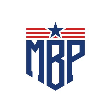 Yıldız ve Amerikan Bayrak Kayışlı Vatansever MBP logosu. ABD Bayrağı ile MBP Logosu