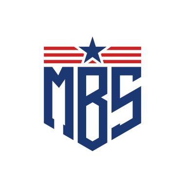 Star ve American Flag Straps 'li Vatansever MBS logosu. USA Flag ile MBS Logosu