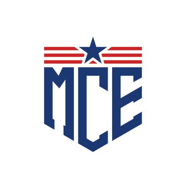 Star ve American Flag Straps 'li Vatansever MCE logosu. ABD Bayrağı ile MCE Logosu