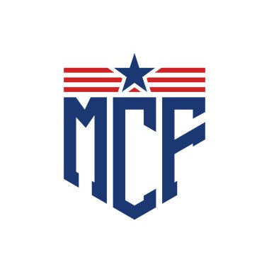 Yıldız ve Amerikan Bayrak Kayışlı Yurtsever MCF logosu. USA Flag ile MCF Logosu