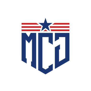 Star ve American Flag Straps 'li Vatansever MCJ logosu. ABD Bayrağı ile MCJ Logosu